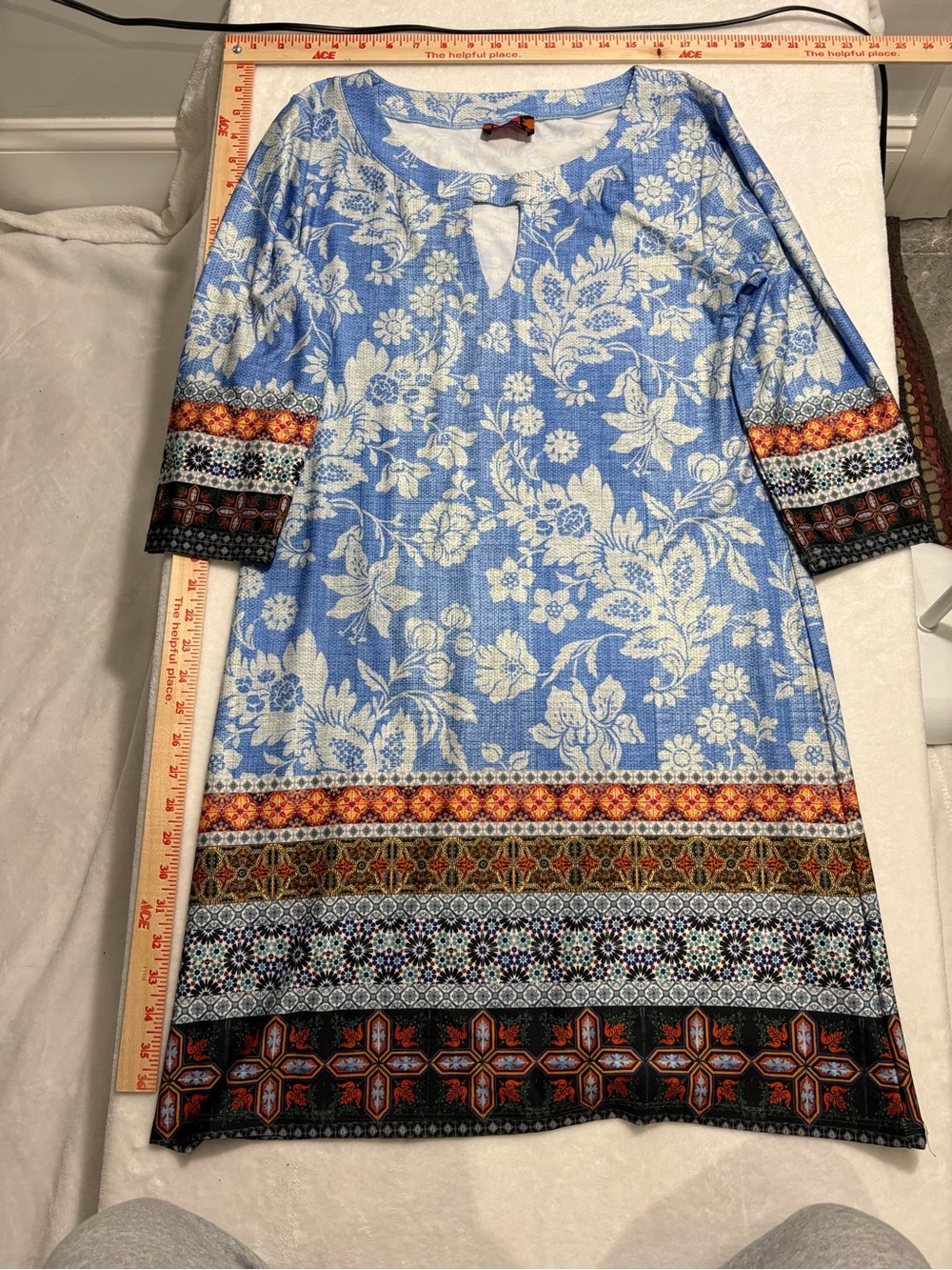 Isle by Melis Kozan Floral Blue Border-Print Women's Dress